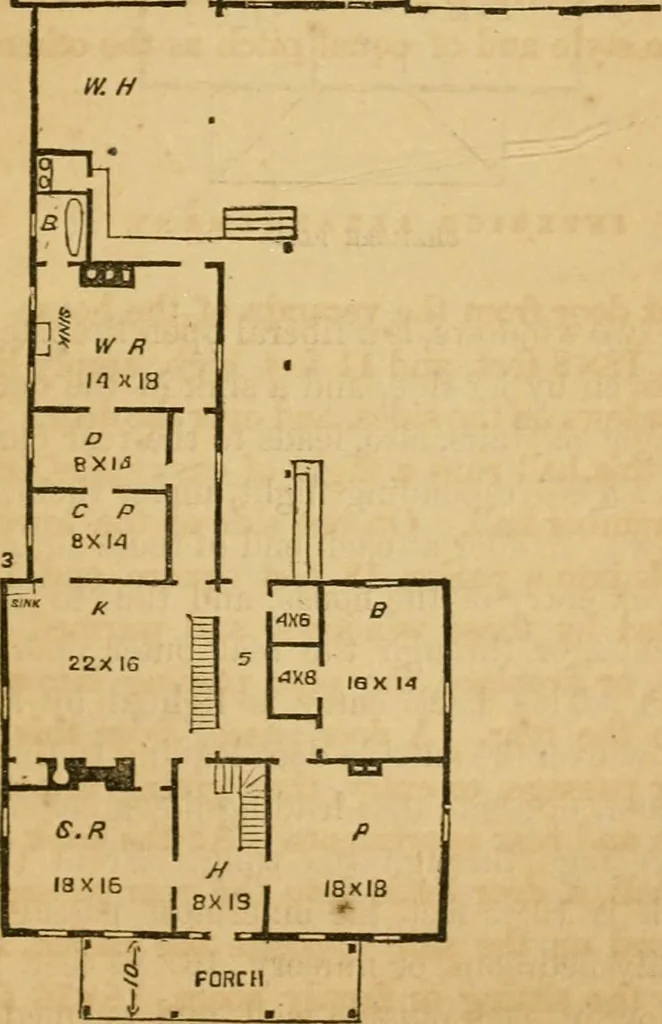 An illustration from Rural architecture : being a complete description of farm houses, cottages and out buildings ... together with lawns, pleasure grounds and parks; the flower, fruit and vegetable gardens : also, useful and ornamental domestic animals for the country resident ... also, the best method of conducting water into cattle yards and houses, 1860, leaf 130