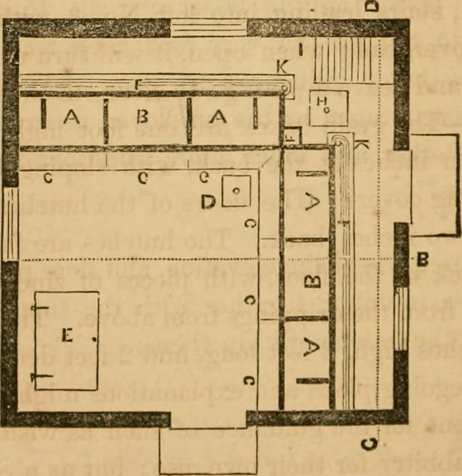 An illustration from Rural architecture : being a complete description of farm houses, cottages and out buildings ... together with lawns, pleasure grounds and parks; the flower, fruit and vegetable gardens : also, useful and ornamental domestic animals for the country resident ... also, the best method of conducting water into cattle yards and houses, 1860, leaf 331