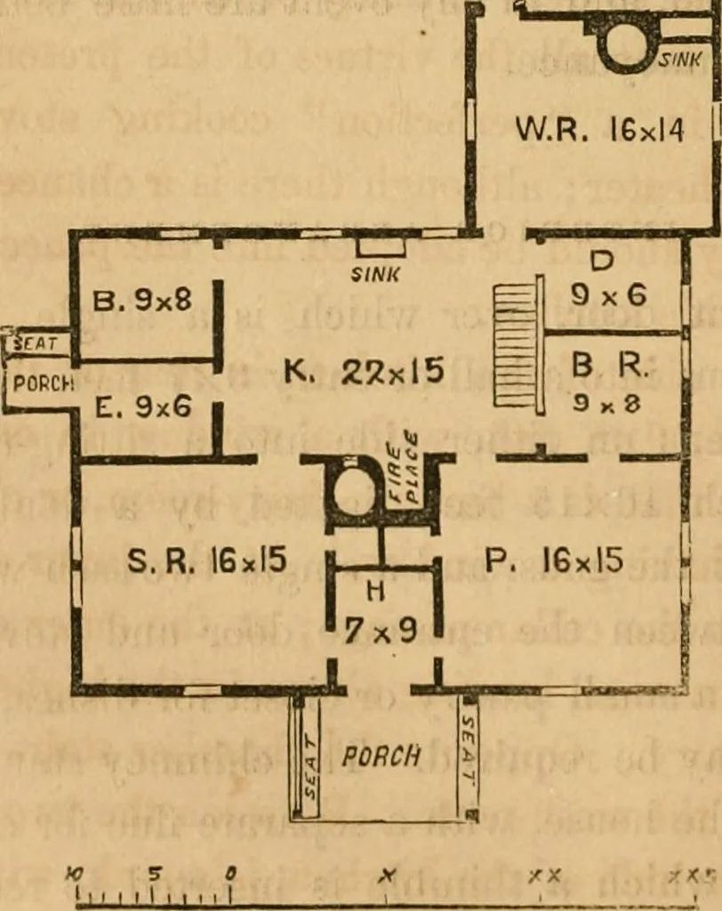 An illustration from Rural architecture : being a complete description of farm houses, cottages and out buildings ... together with lawns, pleasure grounds and parks; the flower, fruit and vegetable gardens : also, useful and ornamental domestic animals for the country resident ... also, the best method of conducting water into cattle yards and houses, 1860, leaf 87