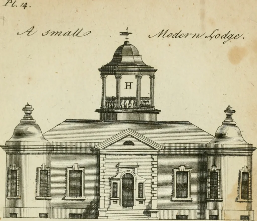 An illustration from Rural architecture in the Gothick taste : being twenty new designs, for temples, garden-seats, summer-houses, lodges, terminies, piers, &c. : on sixteen copper plates : with instructions to workmen, and hints where with most advantage to be erected, 1752, leaf 38