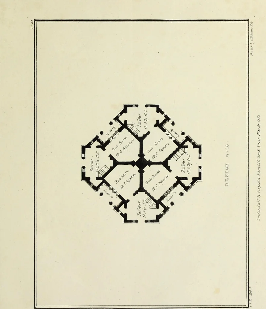 An illustration from Rural architecture : being a series of designs for ornamental cottages, 1828, leaf 136
