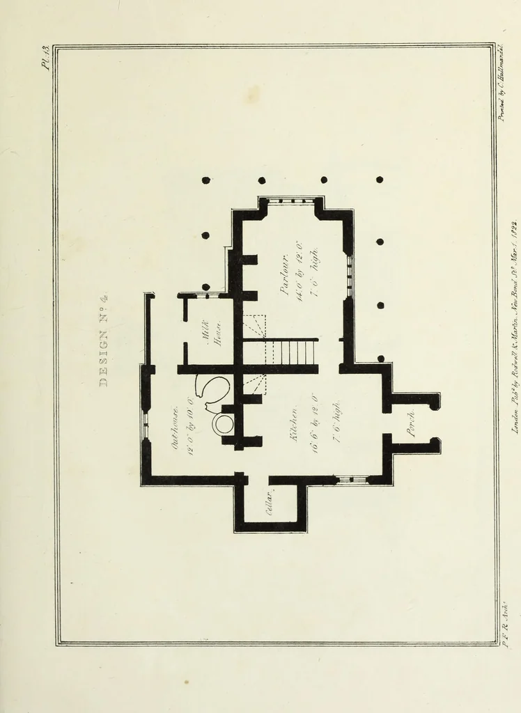 An illustration from Rural architecture : being a series of designs for ornamental cottages, 1828, leaf 46