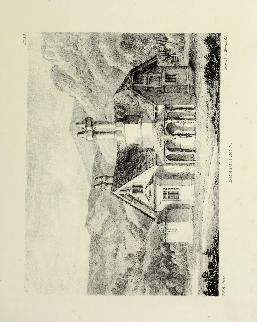 An illustration from Rural architecture : being a series of designs for ornamental cottages, 1828, leaf 62