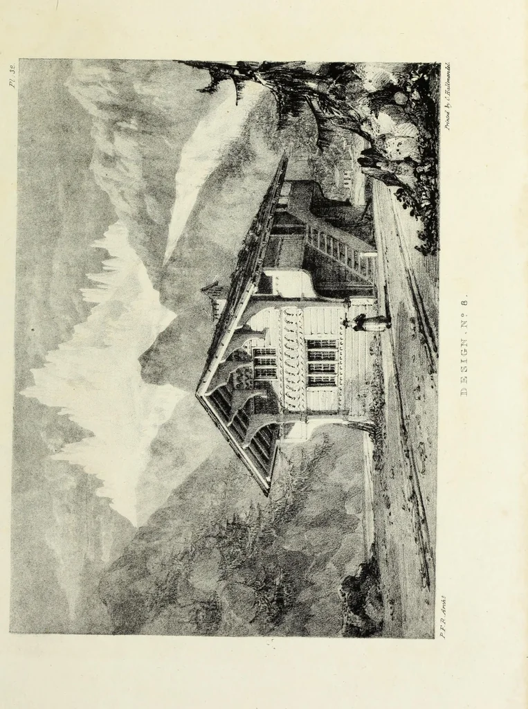 An illustration from Rural architecture : being a series of designs for ornamental cottages, 1828, leaf 92