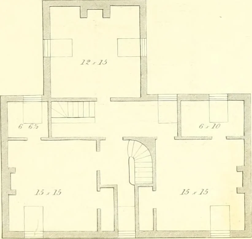 An illustration from Rural architecture: consisting of classic dwellings, Doric, Ionic, Corinthian and Gothic, and details connected with each of the orders; embracing plans, elevations parallel and perspective, specifications, estimates, framing, etc. for private houses and churches. Designed for the United States of America, 1843, leaf 136