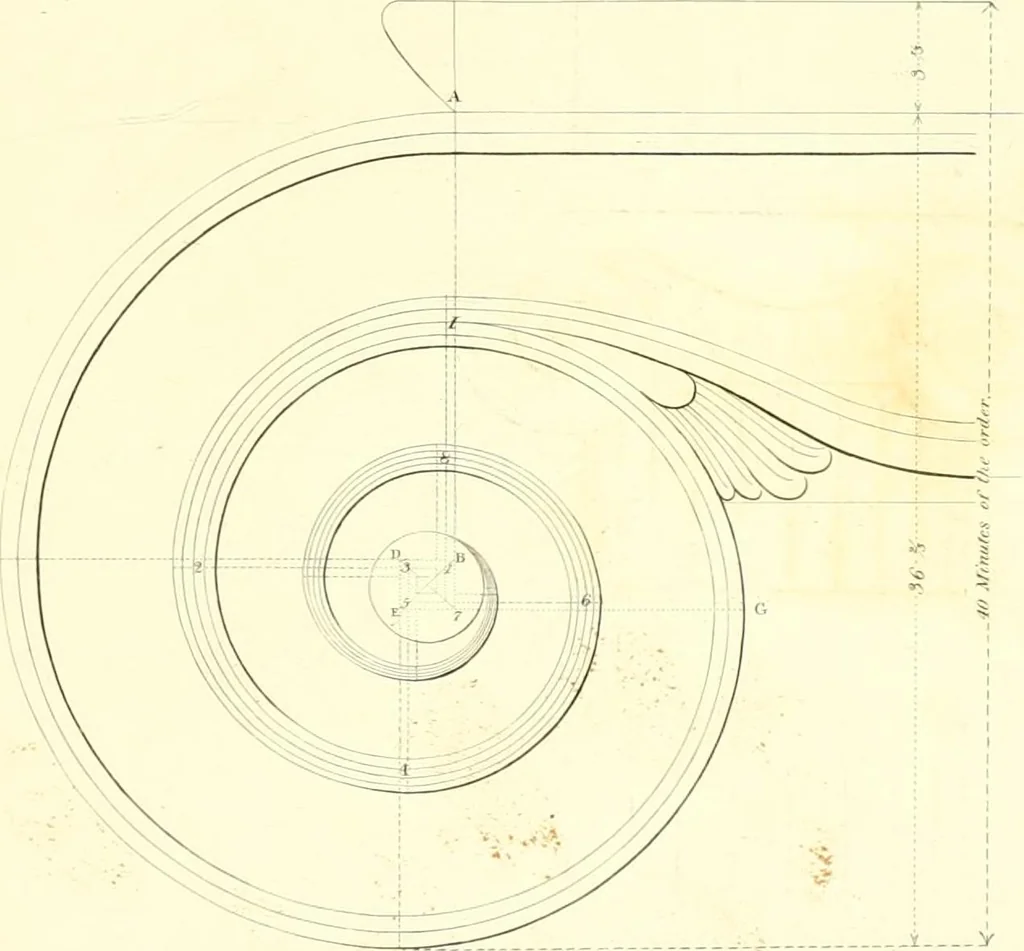 An illustration from Rural architecture: consisting of classic dwellings, Doric, Ionic, Corinthian and Gothic, and details connected with each of the orders; embracing plans, elevations parallel and perspective, specifications, estimates, framing, etc. for private houses and churches. Designed for the United States of America, 1843, leaf 140
