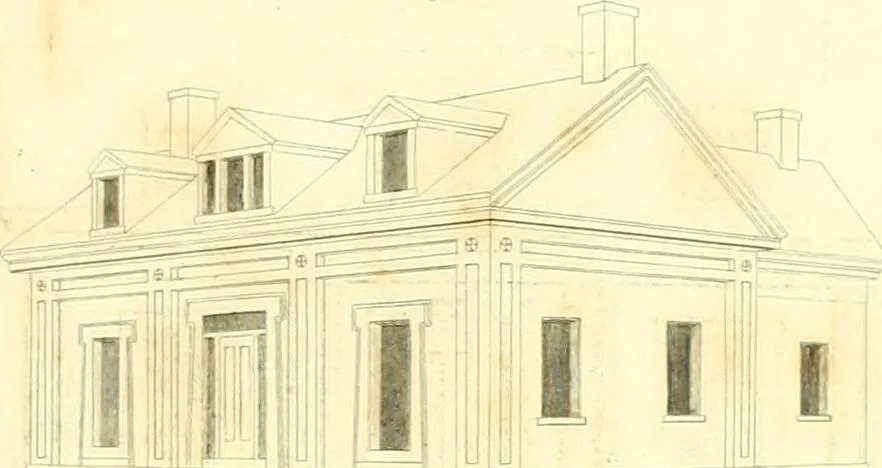 An illustration from Rural architecture: consisting of classic dwellings, Doric, Ionic, Corinthian and Gothic, and details connected with each of the orders; embracing plans, elevations parallel and perspective, specifications, estimates, framing, etc. for private houses and churches. Designed for the United States of America, 1843, leaf 152