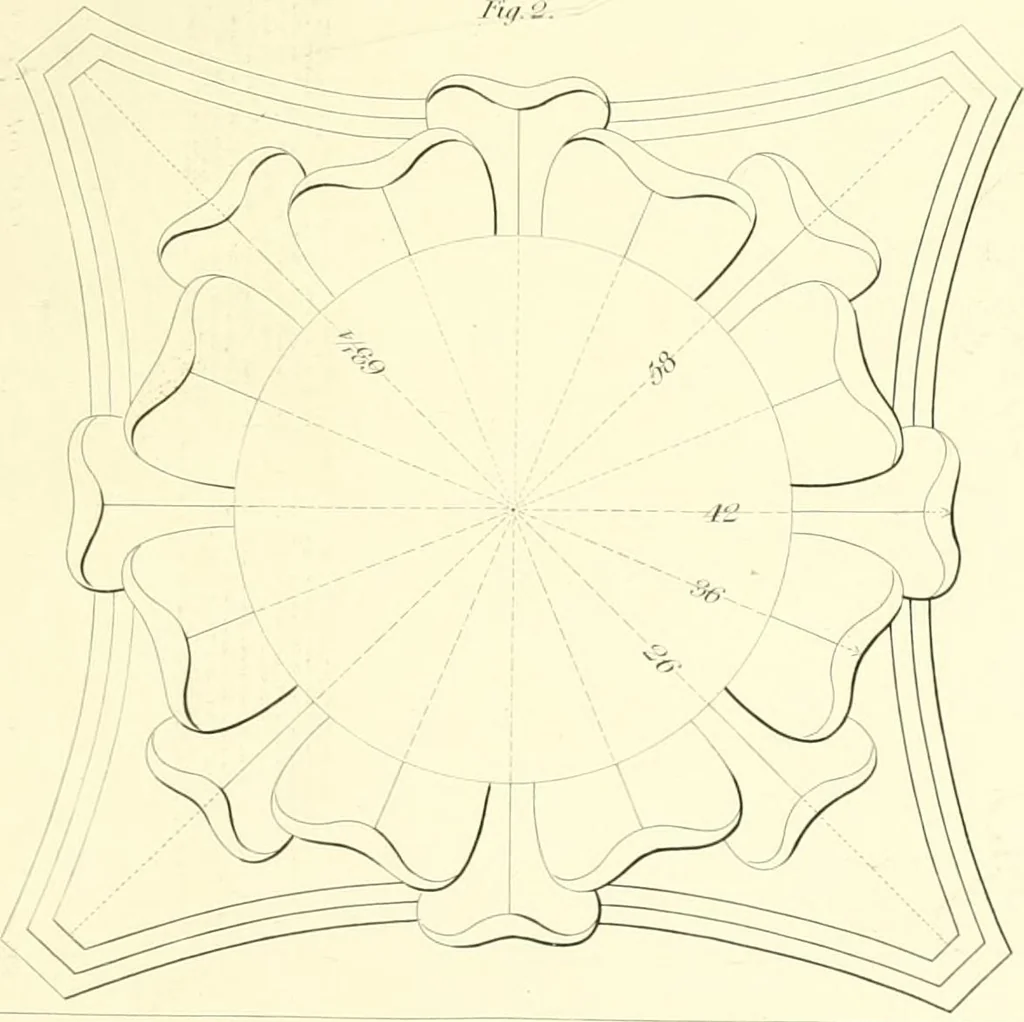 An illustration from Rural architecture: consisting of classic dwellings, Doric, Ionic, Corinthian and Gothic, and details connected with each of the orders; embracing plans, elevations parallel and perspective, specifications, estimates, framing, etc. for private houses and churches. Designed for the United States of America, 1843, leaf 176