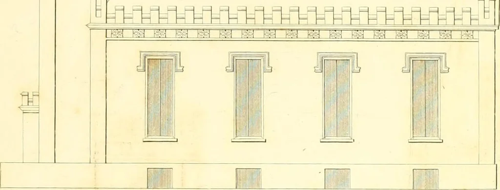 An illustration from Rural architecture: consisting of classic dwellings, Doric, Ionic, Corinthian and Gothic, and details connected with each of the orders; embracing plans, elevations parallel and perspective, specifications, estimates, framing, etc. for private houses and churches. Designed for the United States of America, 1843, leaf 212
