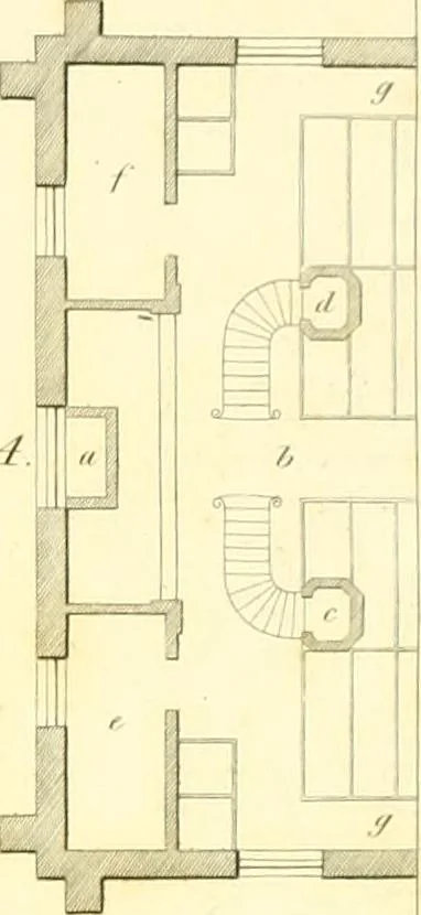 An illustration from Rural architecture: consisting of classic dwellings, Doric, Ionic, Corinthian and Gothic, and details connected with each of the orders; embracing plans, elevations parallel and perspective, specifications, estimates, framing, etc. for private houses and churches. Designed for the United States of America, 1843, leaf 212