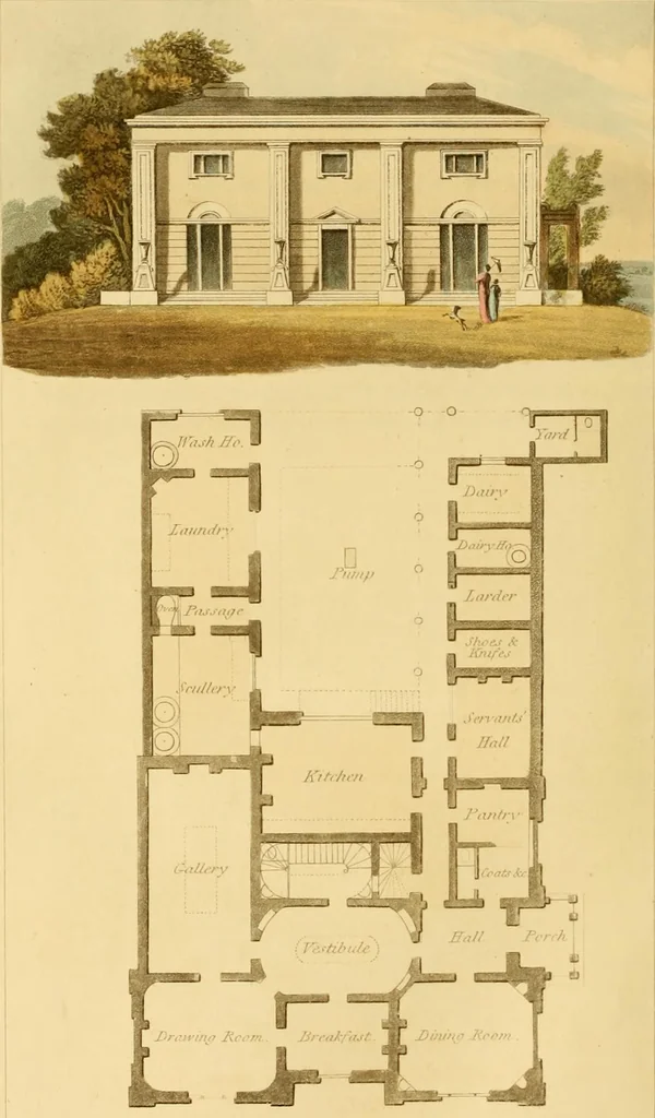 An illustration from Rural residences: consisting of a series of designs for cottages, decorated cottages, small villas, and other ornamental buildings, 1818, leaf 113