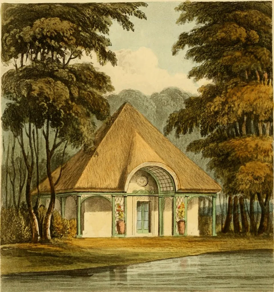 An illustration from Rural residences: consisting of a series of designs for cottages, decorated cottages, small villas, and other ornamental buildings, 1818, leaf 137