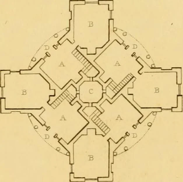 An illustration from Rural residences: consisting of a series of designs for cottages, decorated cottages, small villas, and other ornamental buildings, 1818, leaf 17