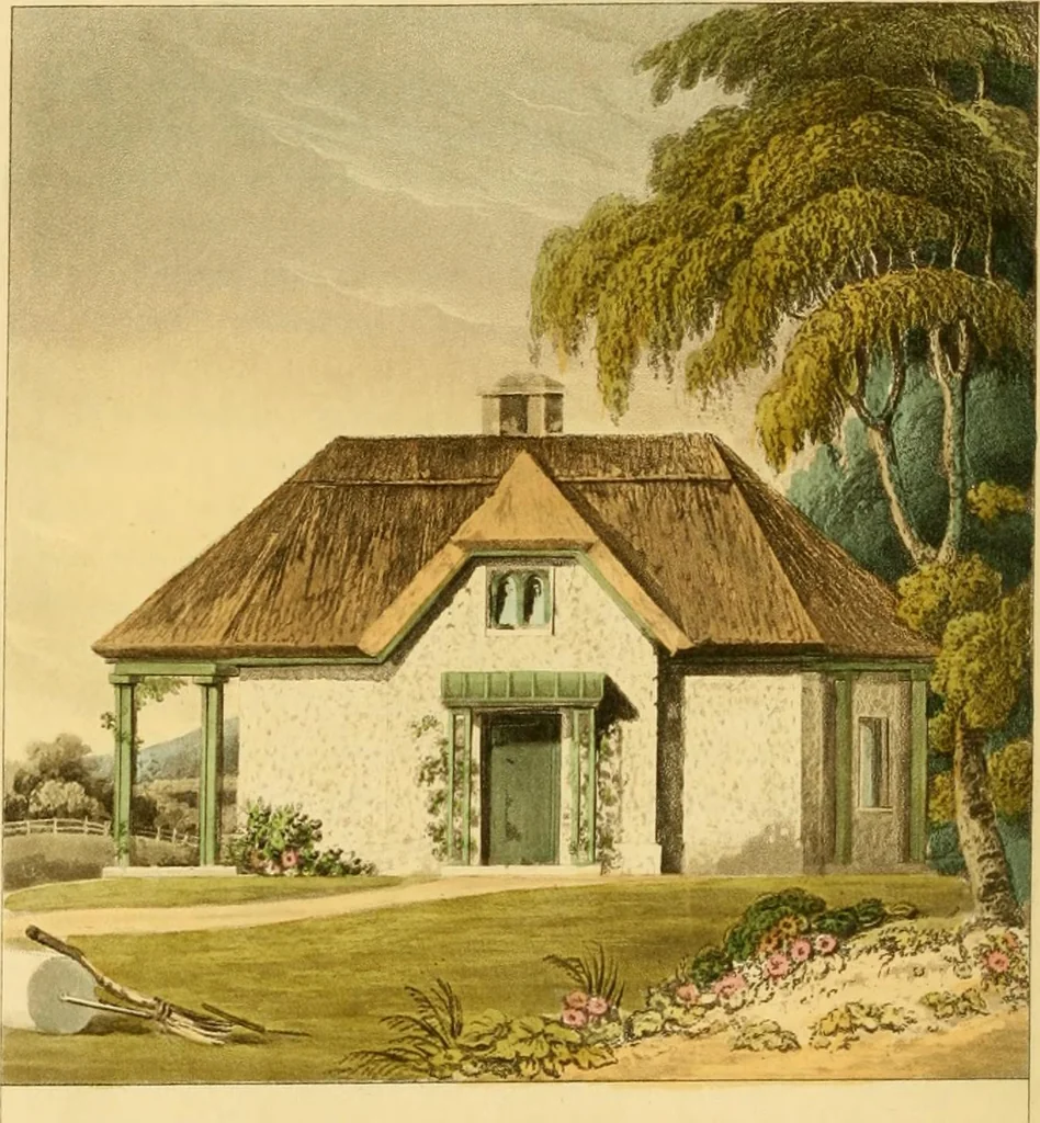 An illustration from Rural residences: consisting of a series of designs for cottages, decorated cottages, small villas, and other ornamental buildings, 1818, leaf 23