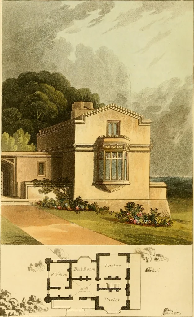 An illustration from Rural residences: consisting of a series of designs for cottages, decorated cottages, small villas, and other ornamental buildings, 1818, leaf 53
