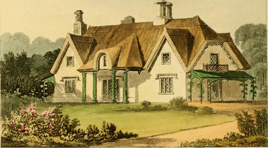 An illustration from Rural residences: consisting of a series of designs for cottages, decorated cottages, small villas, and other ornamental buildings, 1818, leaf 65