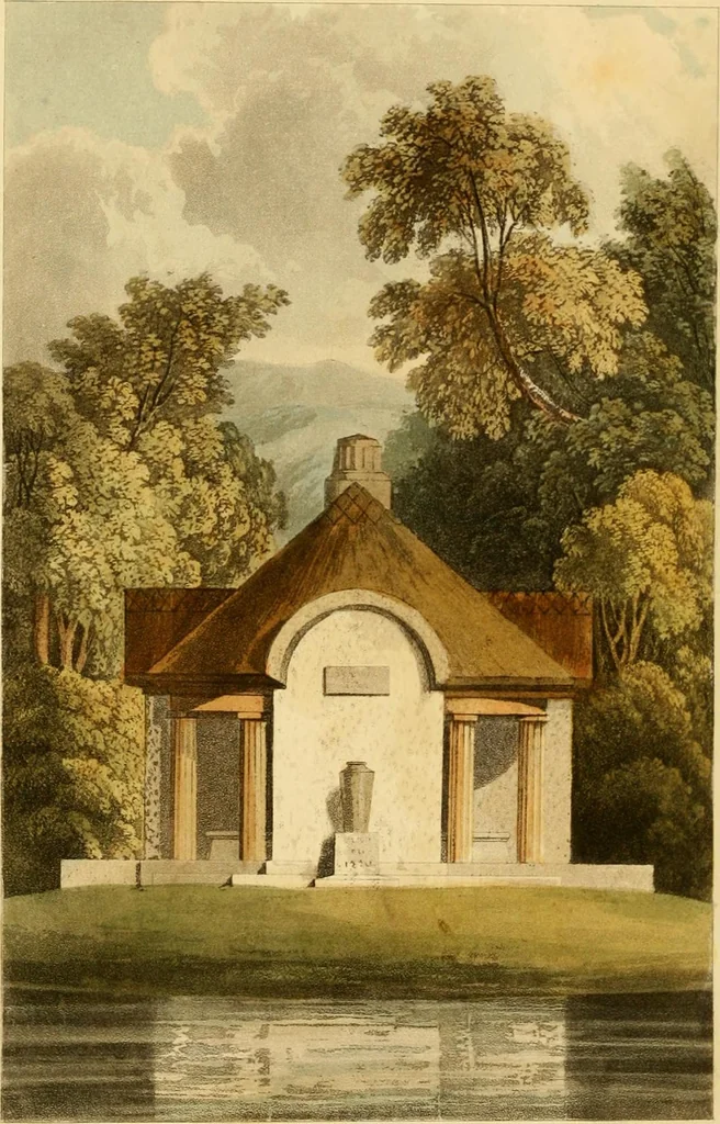 An illustration from Rural residences: consisting of a series of designs for cottages, decorated cottages, small villas, and other ornamental buildings, 1818, leaf 9
