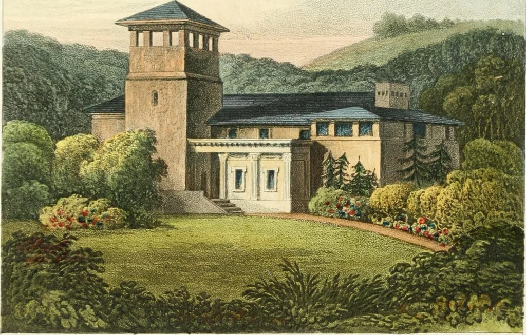 An illustration from Rural residences : a series of designs for cottages, decorated cottages, small villas..., 1818, leaf 105
