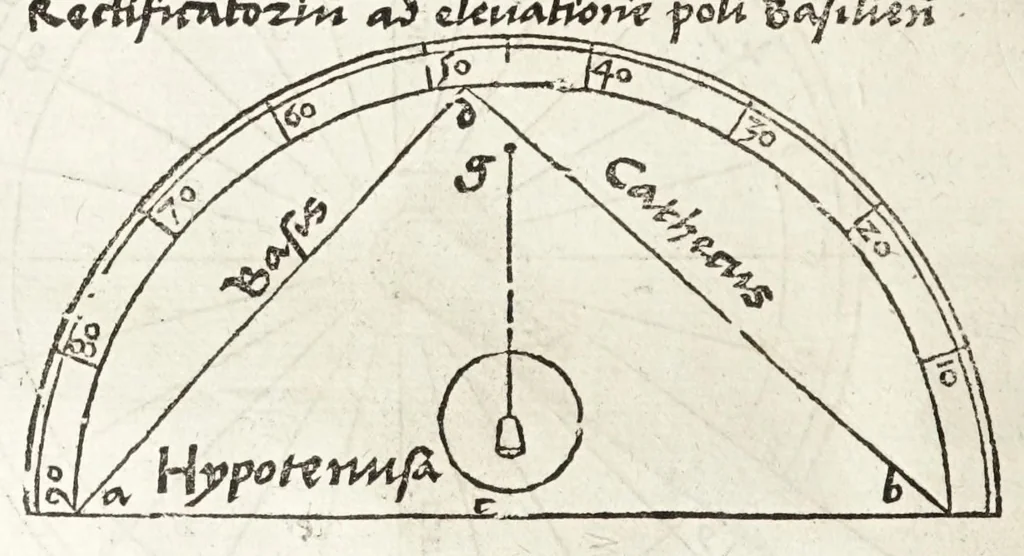 An illustration from Rvdimenta mathematica : haec in duos digeruntur libros, quorum prior geometriae tradit principia seu prima elementa, unà cum rerum & uariarum figurarũ dimensionibus : posterior uerò omnigenum horologiorum docet delineationes, 1551, leaf 150
