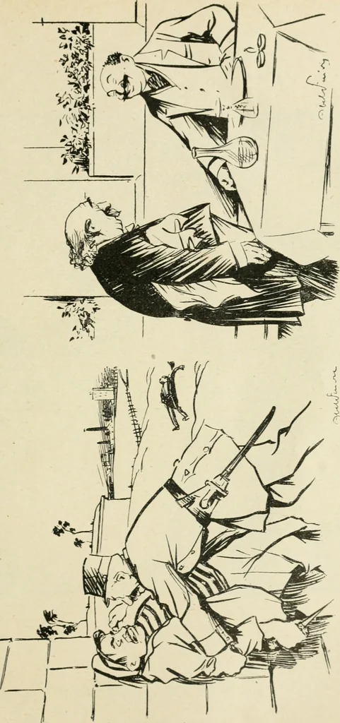 An illustration from Les maîtres humoristes, les meilleurs dessins, les meilleures legendes, 1905, leaf 100