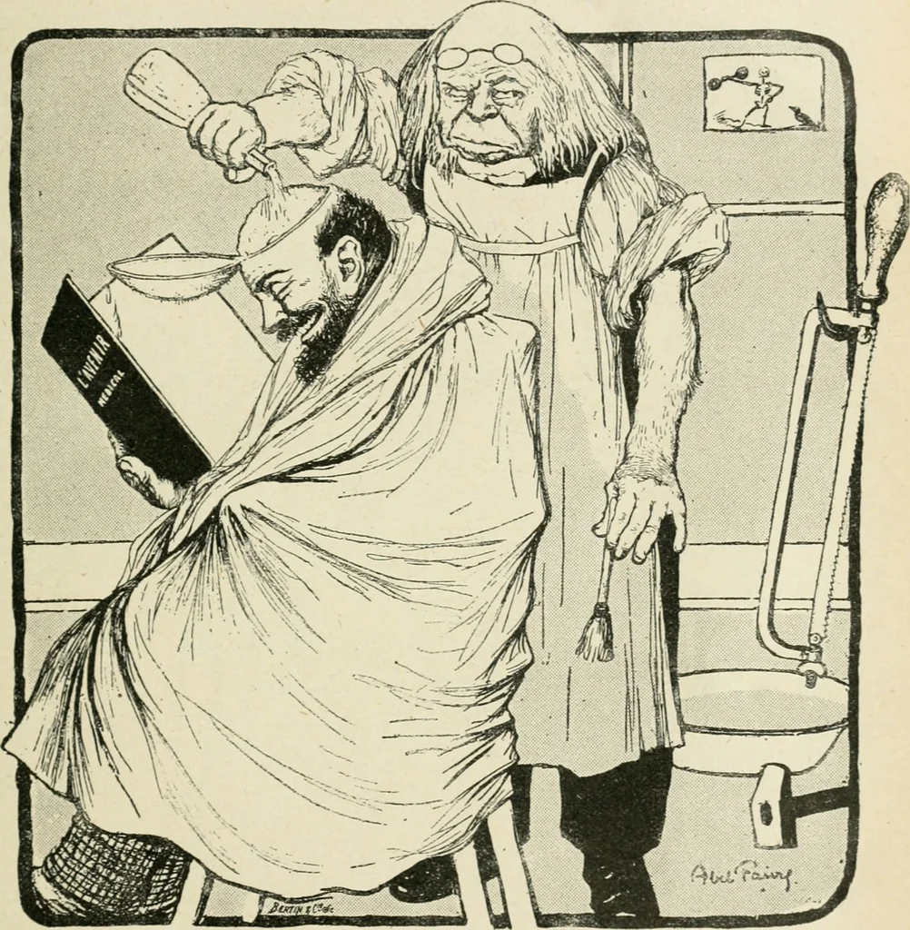 An illustration from Les maîtres humoristes, les meilleurs dessins, les meilleures legendes, 1905, leaf 102