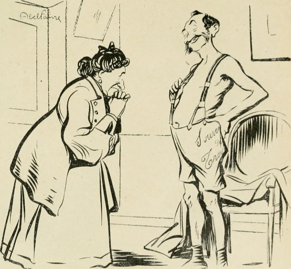 An illustration from Les maîtres humoristes, les meilleurs dessins, les meilleures legendes, 1905, leaf 114