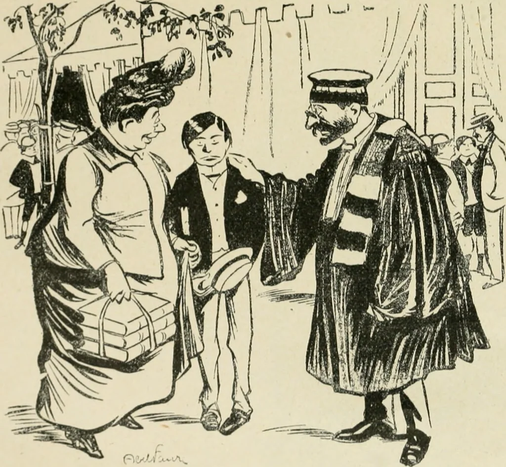 An illustration from Les maîtres humoristes, les meilleurs dessins, les meilleures legendes, 1905, leaf 114