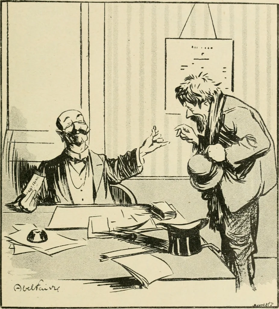 An illustration from Les maîtres humoristes, les meilleurs dessins, les meilleures legendes, 1905, leaf 116