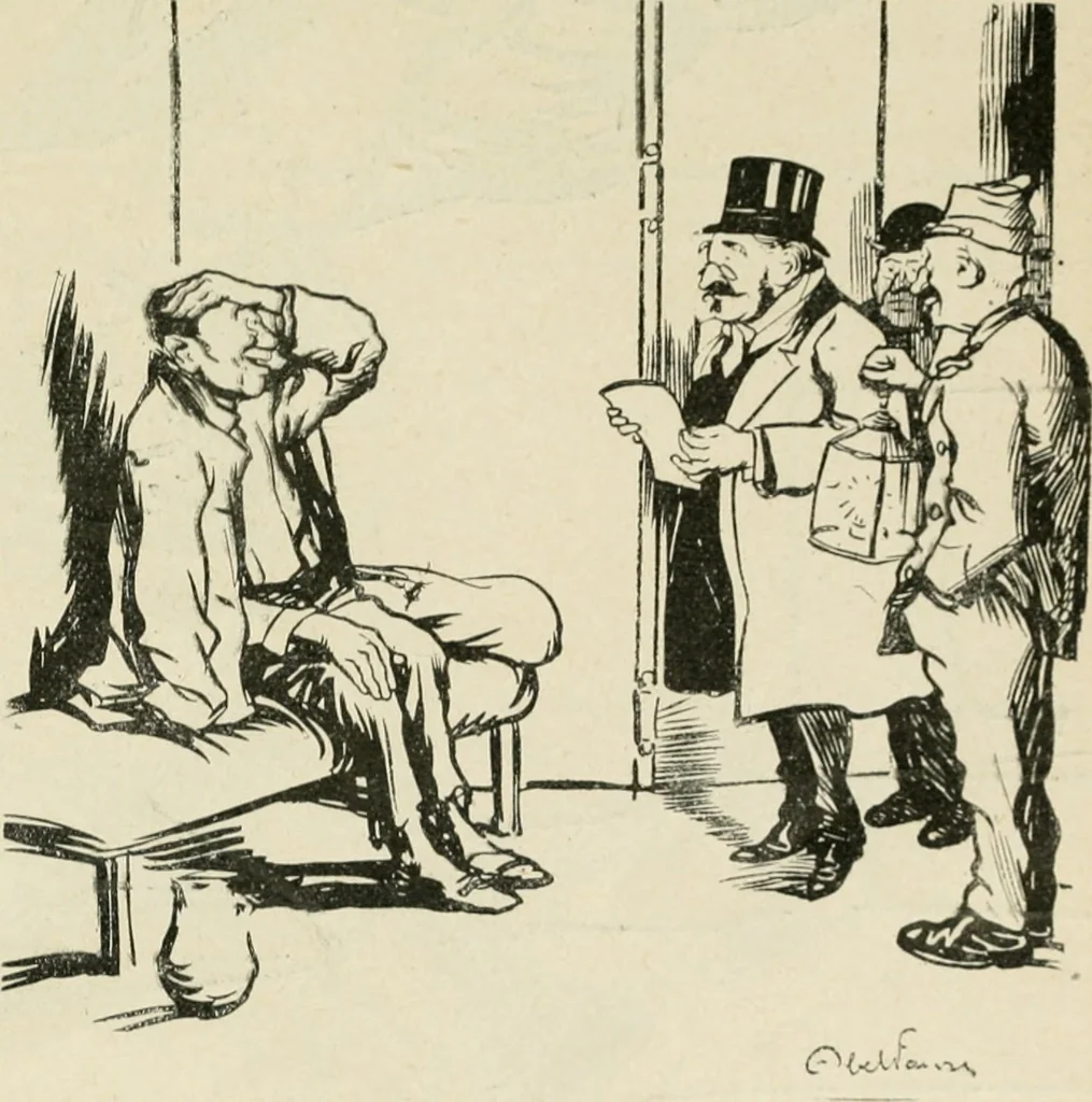 An illustration from Les maîtres humoristes, les meilleurs dessins, les meilleures legendes, 1905, leaf 126