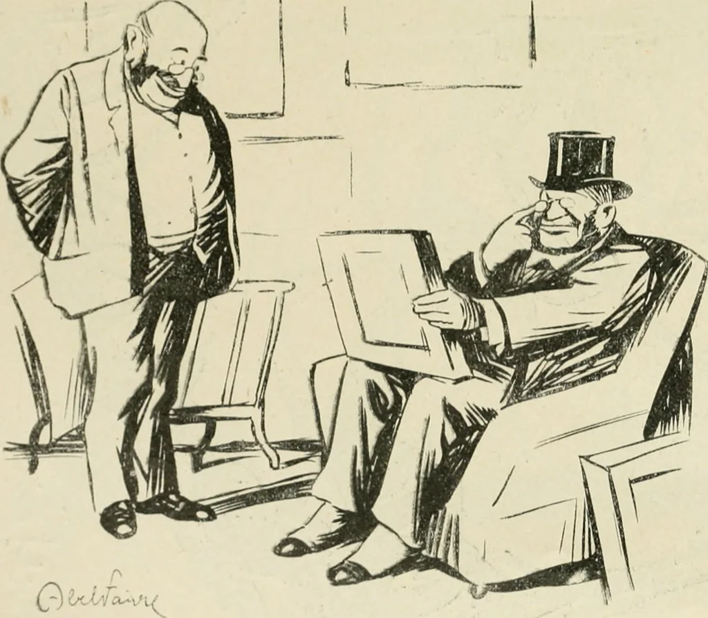 An illustration from Les maîtres humoristes, les meilleurs dessins, les meilleures legendes, 1905, leaf 126