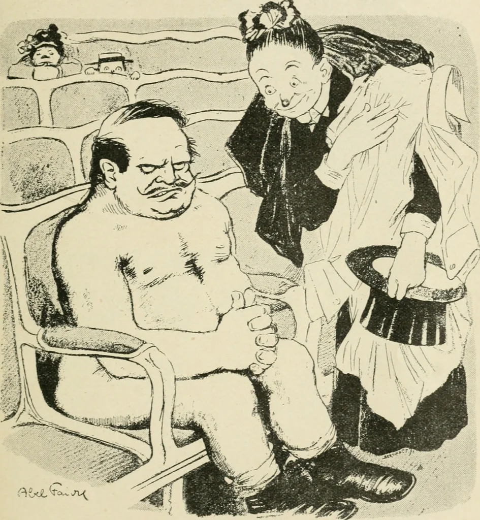An illustration from Les maîtres humoristes, les meilleurs dessins, les meilleures legendes, 1905, leaf 130
