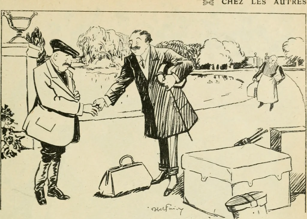 An illustration from Les maîtres humoristes, les meilleurs dessins, les meilleures legendes, 1905, leaf 14