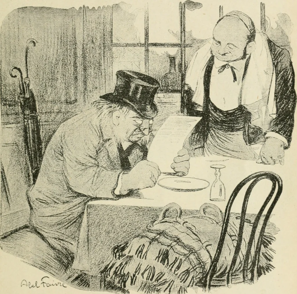 An illustration from Les maîtres humoristes, les meilleurs dessins, les meilleures legendes, 1905, leaf 140