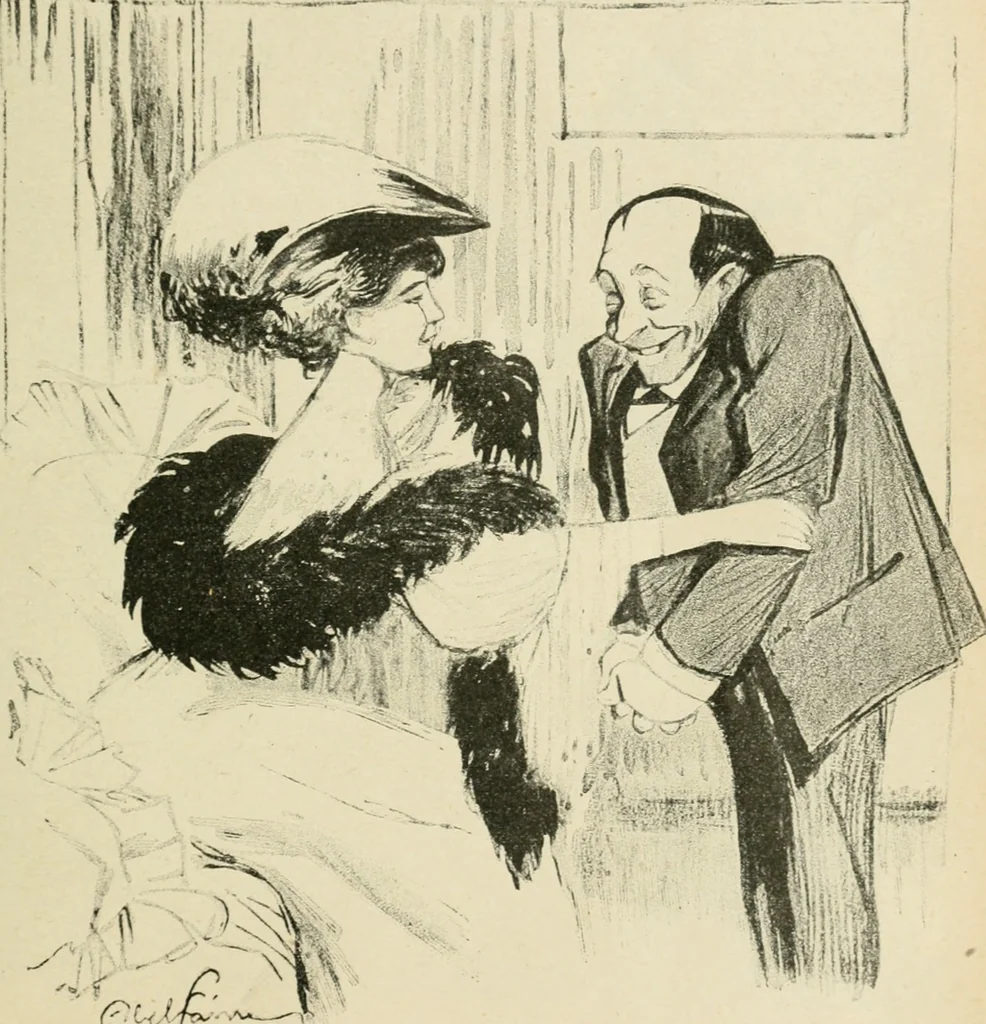 An illustration from Les maîtres humoristes, les meilleurs dessins, les meilleures legendes, 1905, leaf 142