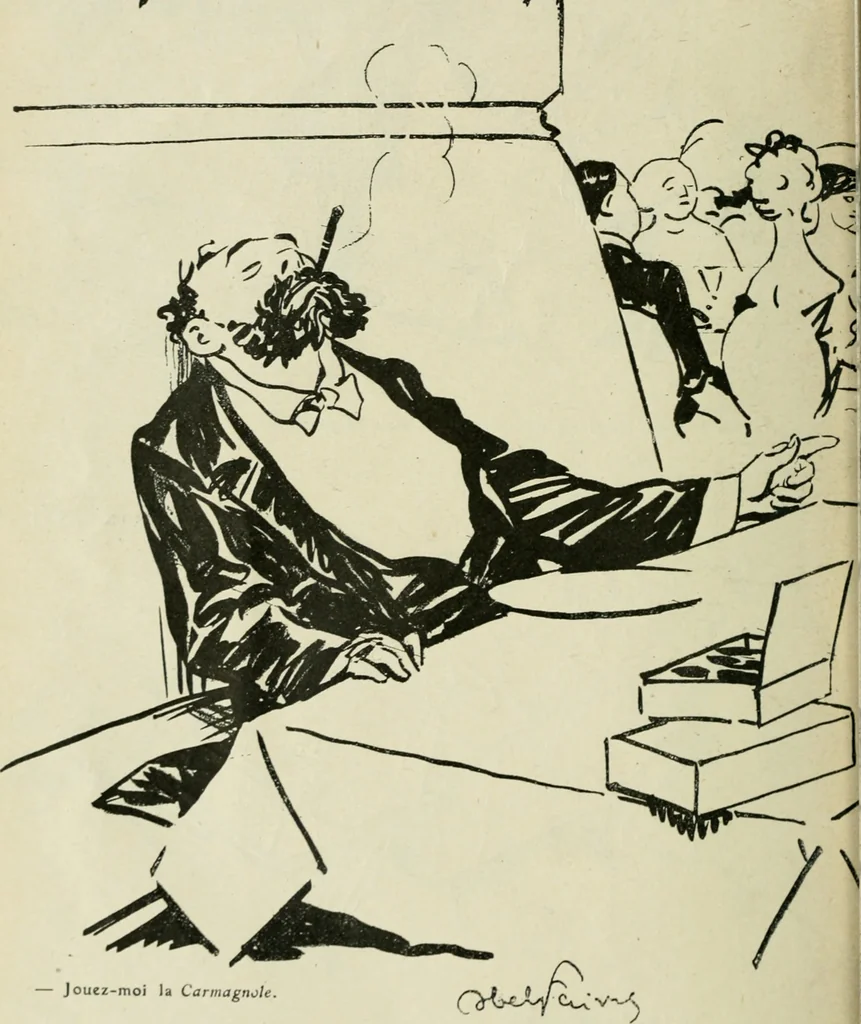 An illustration from Les maîtres humoristes, les meilleurs dessins, les meilleures legendes, 1905, leaf 15