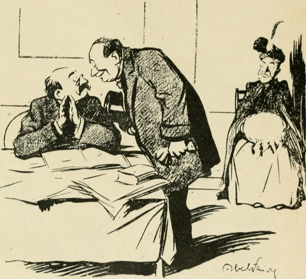 An illustration from Les maîtres humoristes, les meilleurs dessins, les meilleures legendes, 1905, leaf 154