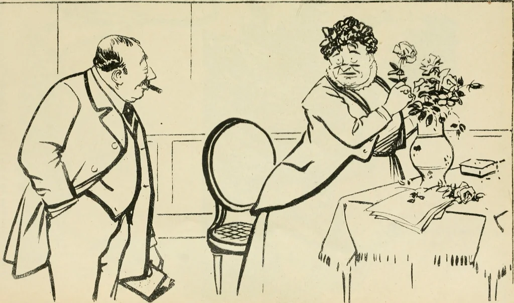 An illustration from Les maîtres humoristes, les meilleurs dessins, les meilleures legendes, 1905, leaf 158