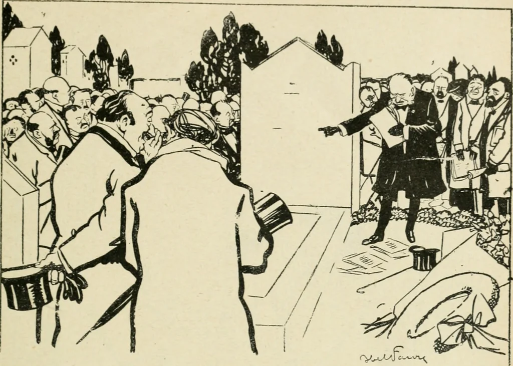 An illustration from Les maîtres humoristes, les meilleurs dessins, les meilleures legendes, 1905, leaf 42