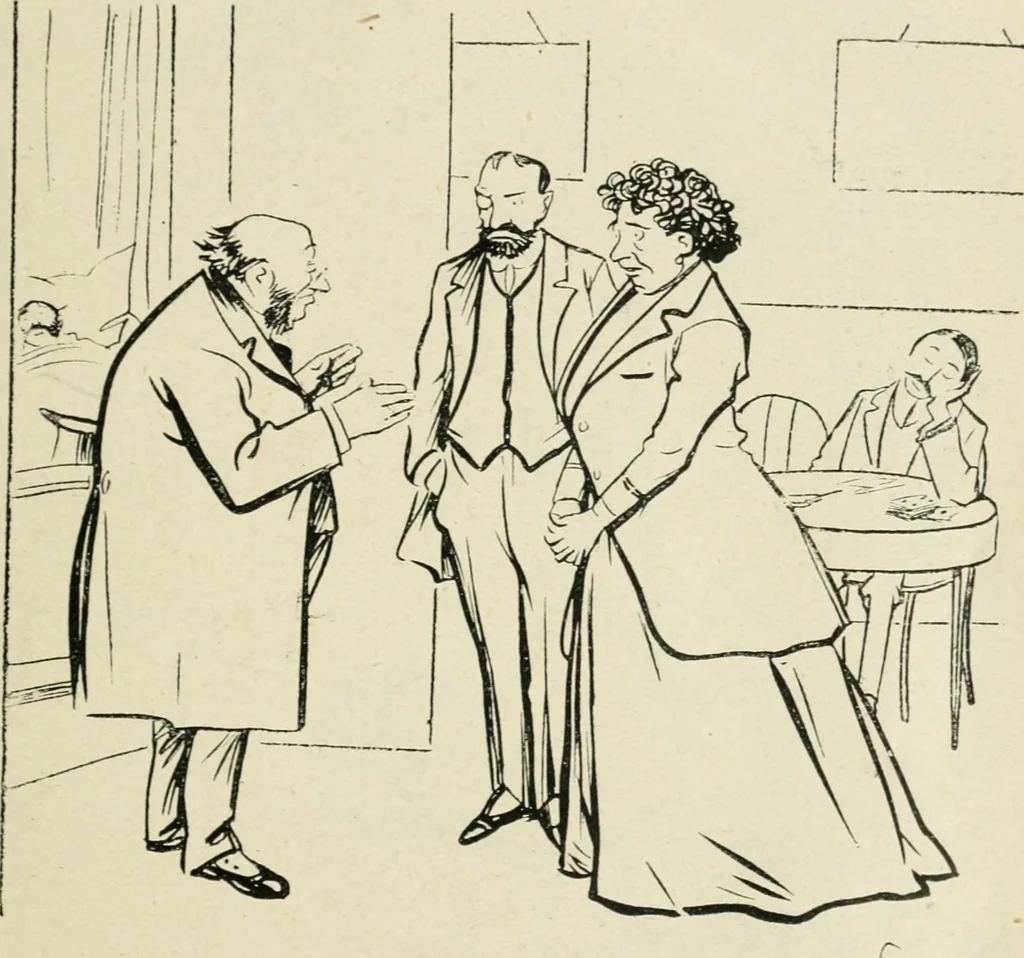 An illustration from Les maîtres humoristes, les meilleurs dessins, les meilleures legendes, 1905, leaf 44