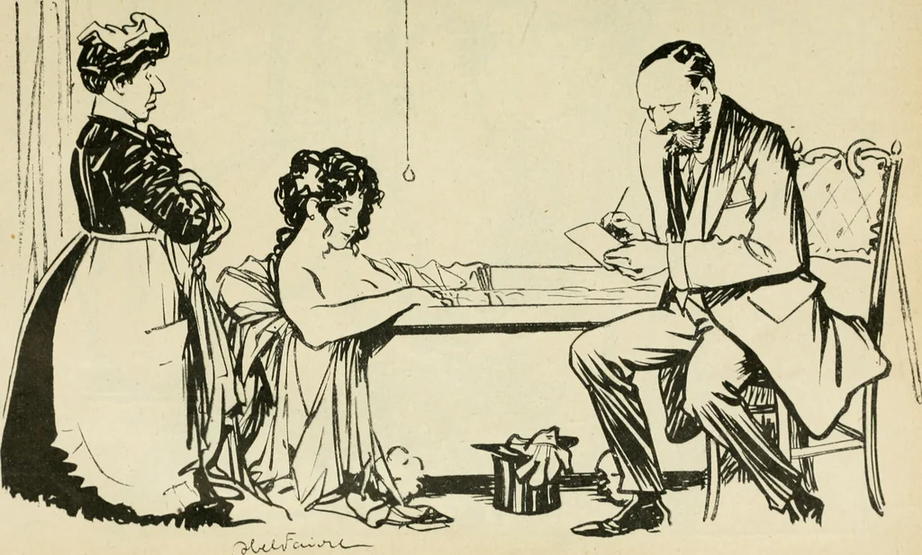 An illustration from Les maîtres humoristes, les meilleurs dessins, les meilleures legendes, 1905, leaf 46