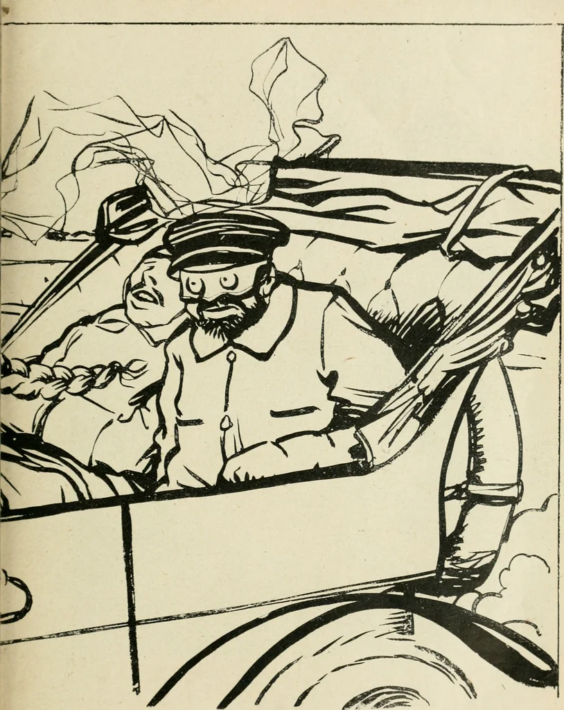 An illustration from Les maîtres humoristes, les meilleurs dessins, les meilleures legendes, 1905, leaf 48