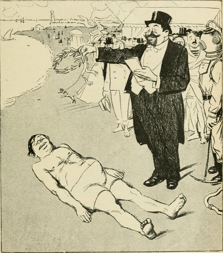 An illustration from Les maîtres humoristes, les meilleurs dessins, les meilleures legendes, 1905, leaf 50