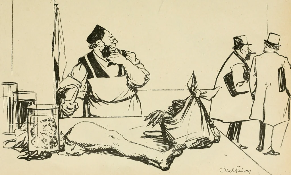 An illustration from Les maîtres humoristes, les meilleurs dessins, les meilleures legendes, 1905, leaf 66