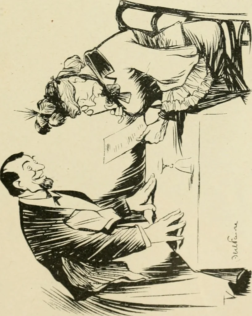 An illustration from Les maîtres humoristes, les meilleurs dessins, les meilleures legendes, 1905, leaf 70