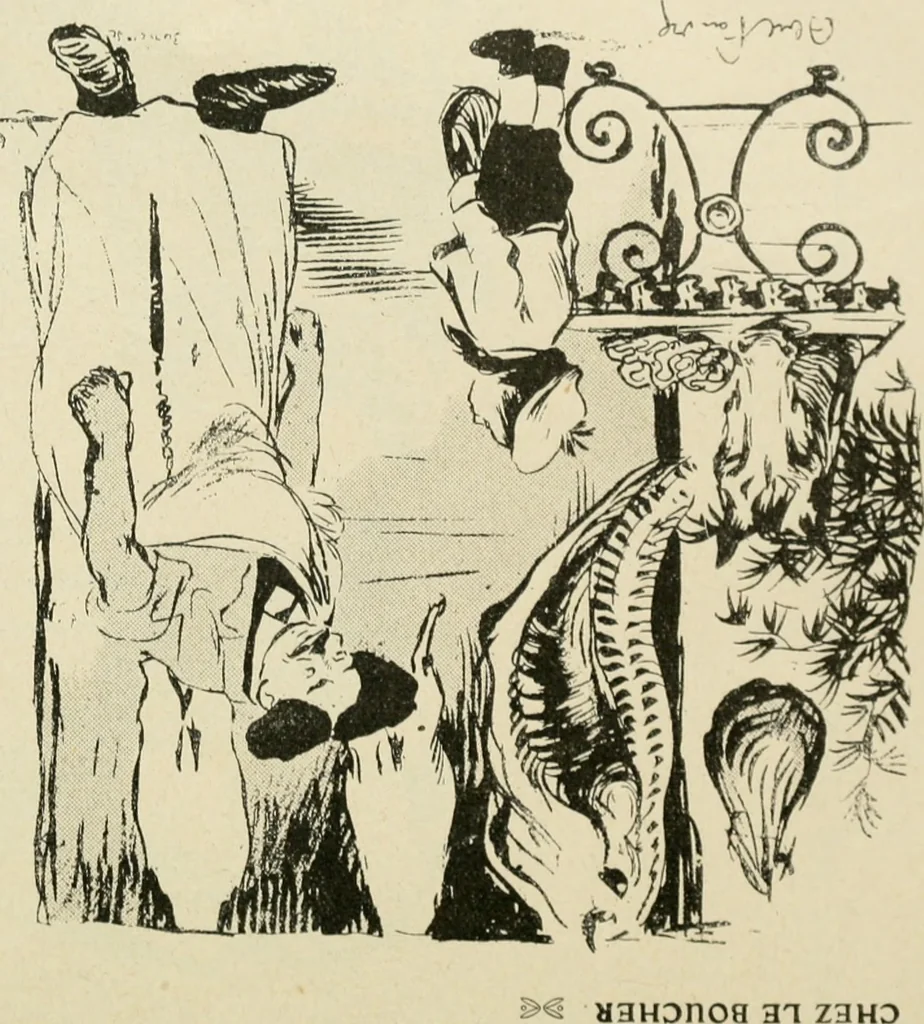 An illustration from Les maîtres humoristes, les meilleurs dessins, les meilleures legendes, 1905, leaf 86