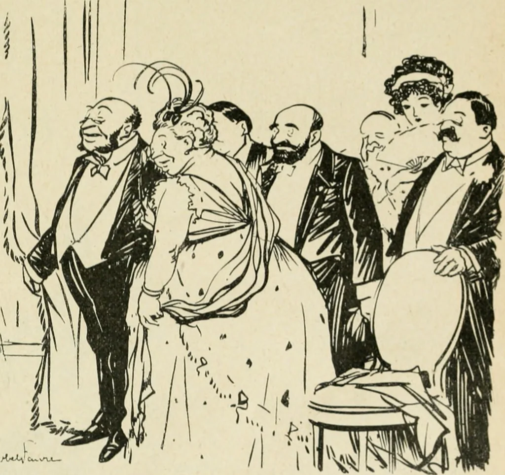 An illustration from Les maîtres humoristes, les meilleurs dessins, les meilleures legendes, 1905, leaf 92