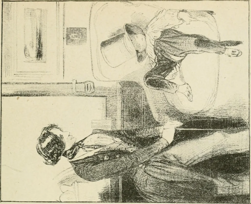 An illustration from Les maîtres humoristes, les meilleurs dessins, les meilleures legendes, 1905, leaf 140