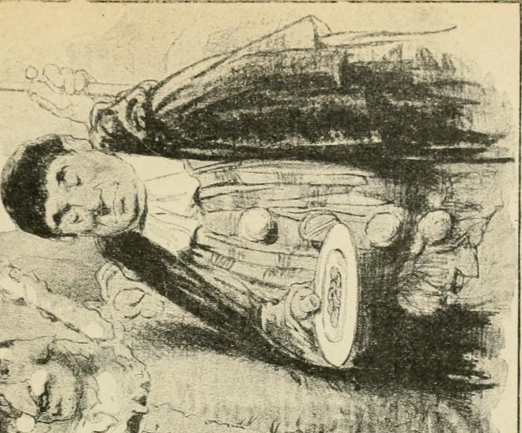 An illustration from Les maîtres humoristes, les meilleurs dessins, les meilleures legendes, 1905, leaf 16