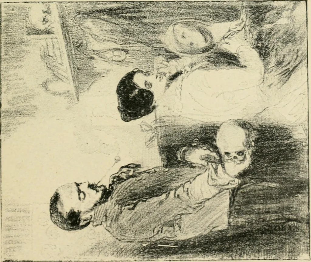 An illustration from Les maîtres humoristes, les meilleurs dessins, les meilleures legendes, 1905, leaf 28