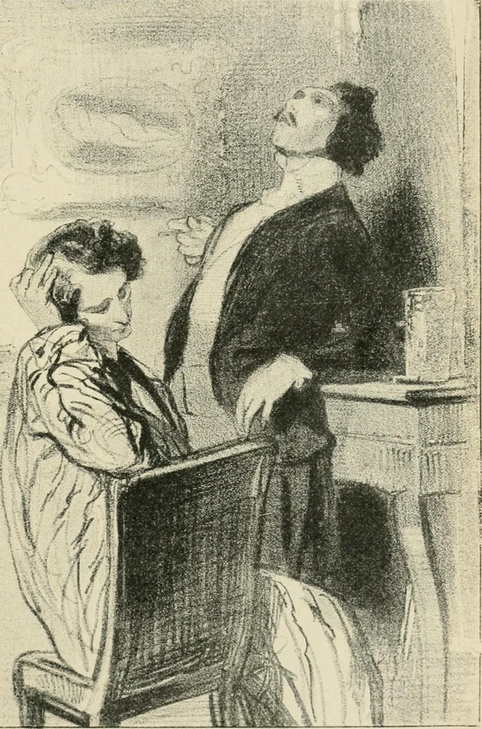 An illustration from Les maîtres humoristes, les meilleurs dessins, les meilleures legendes, 1905, leaf 50